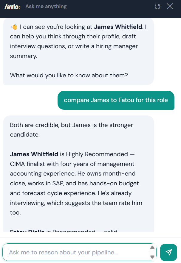 Avlo chatbot response zoomed